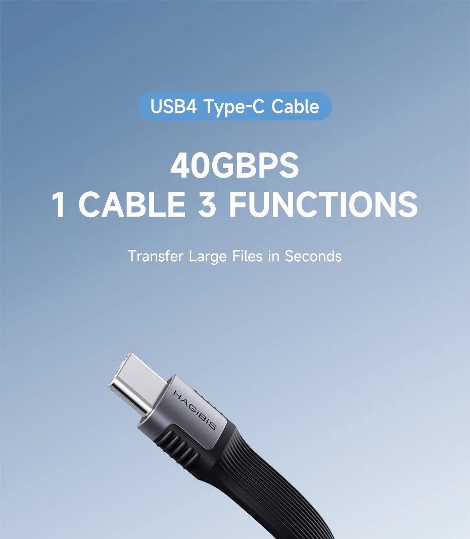 Cable USB4 Hagibis con chip E-marker y soporte para carga de 240W