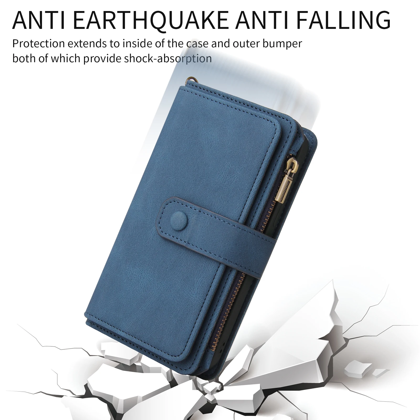 OPPO Realme Funda cuero con cremallera y ranuras para tarjetas - imagen 2