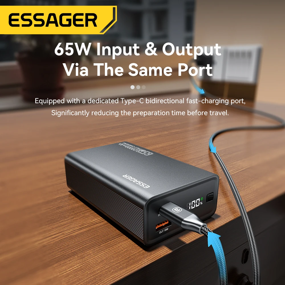 Essager Power Bank 65W – Carga Rápida USB-C Portátil - imagen 2