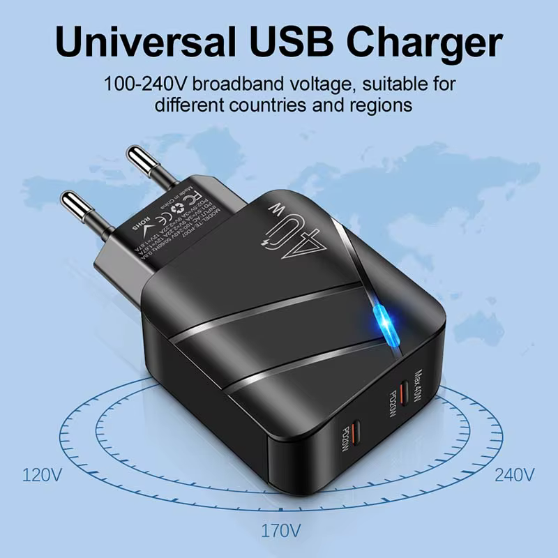 Cargador USB-C PD 40 W Doble Puerto de Carga Rápida - imagen 4