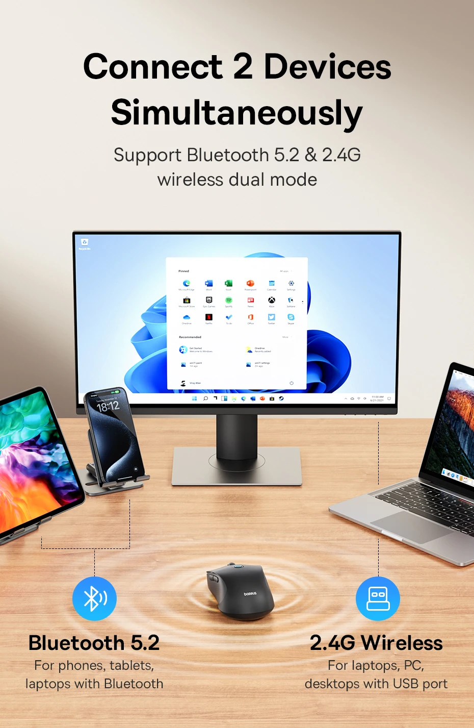 Conexión Bluetooth y 2.4G