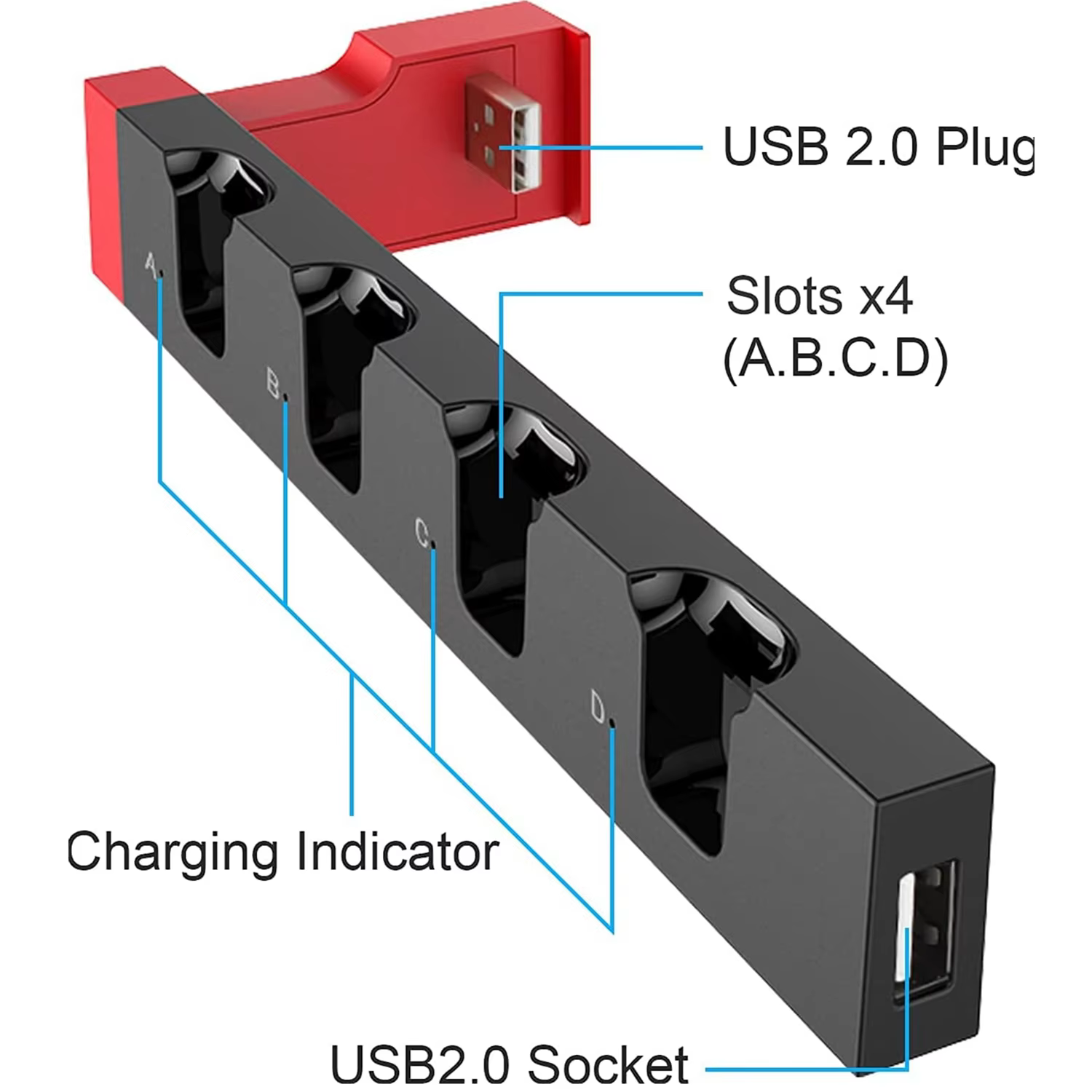 Base de Carga IPEGA PG-9186 para Nintendo Switch y OLED – 4 Mandos - imagen 3