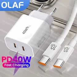 Cargador USB-C 40 W PD doble puerto con cable