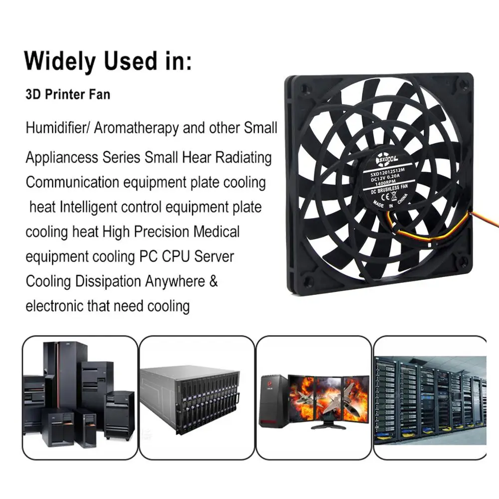 SXDOOL Ventilador Silencioso 12012 12V 39CFM 1400RPM 18dBA compacto - imagen 4