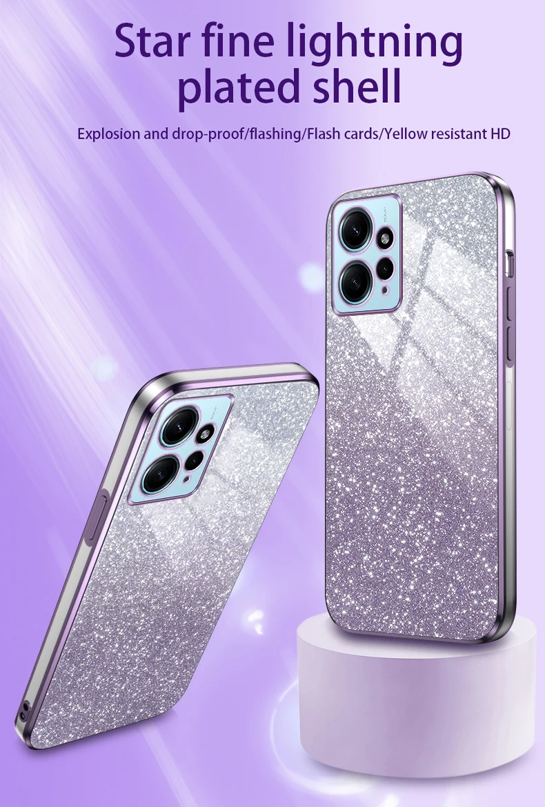 Funda de silicona con glitter gradiente en color dorado