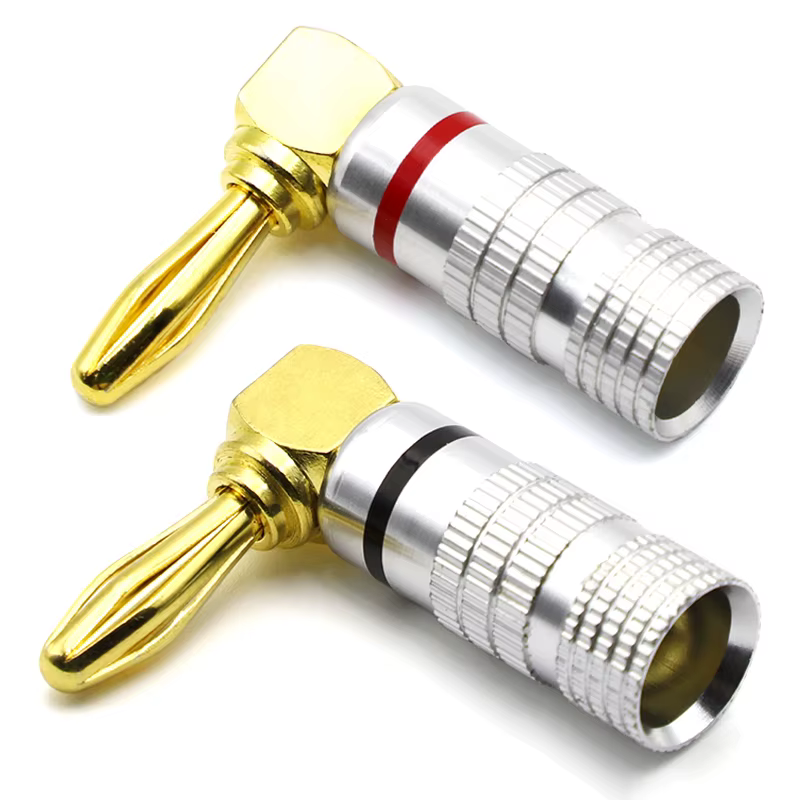 Conector Banana 90º Chapado en Oro 4 mm – Enchufe Altavoz HiFi Tornillo - imagen 3