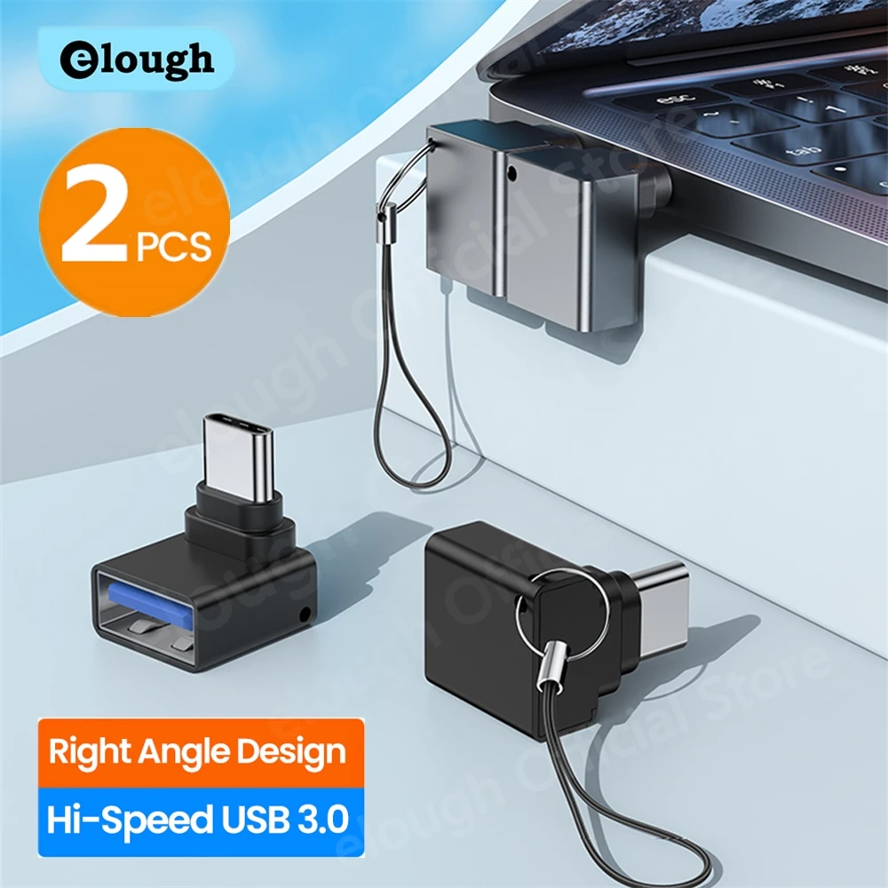 Elough Adaptador USB-A hembra a USB-C macho 3.0 de 90° - imagen 3