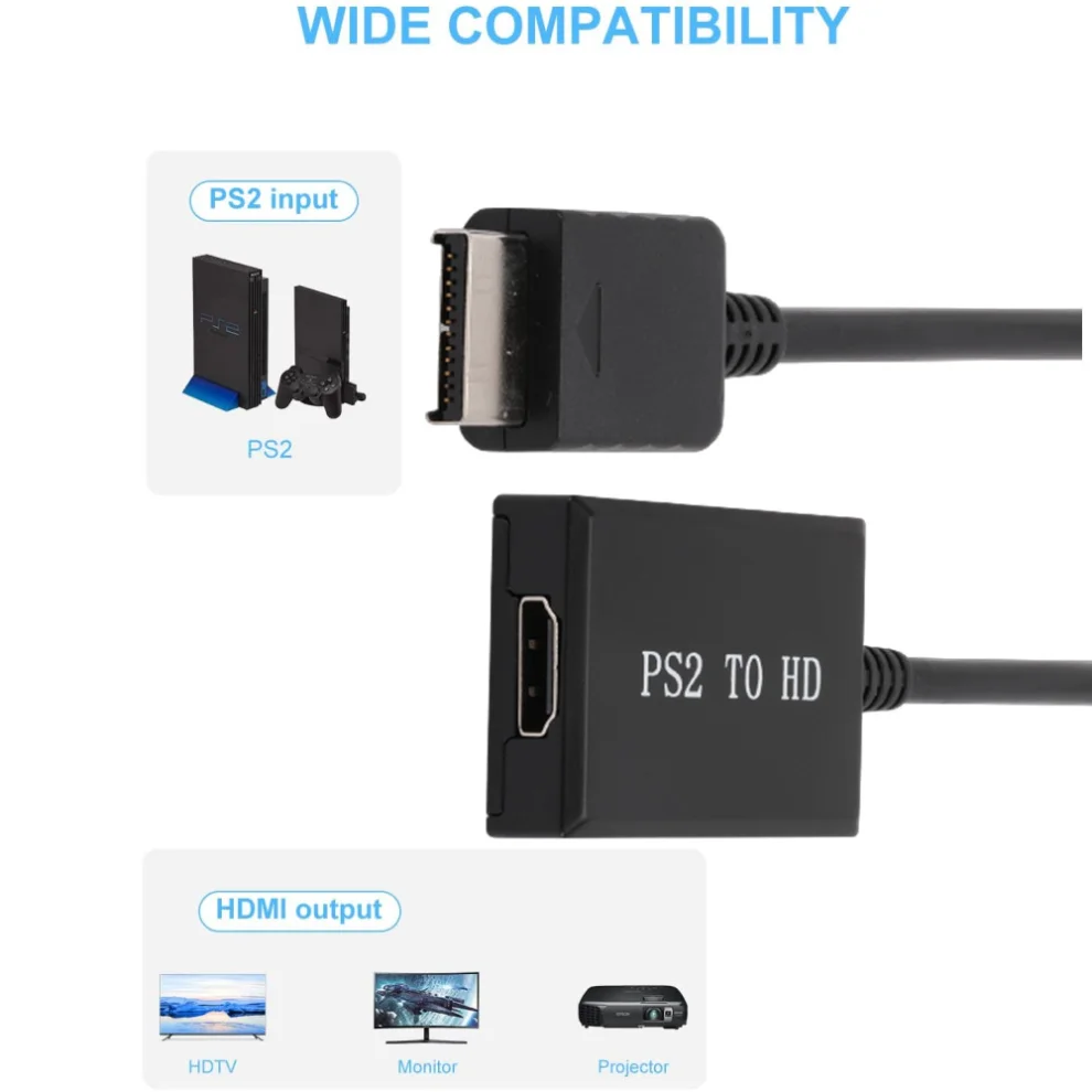 Cable adaptador PS2 a HDMI visto de frente