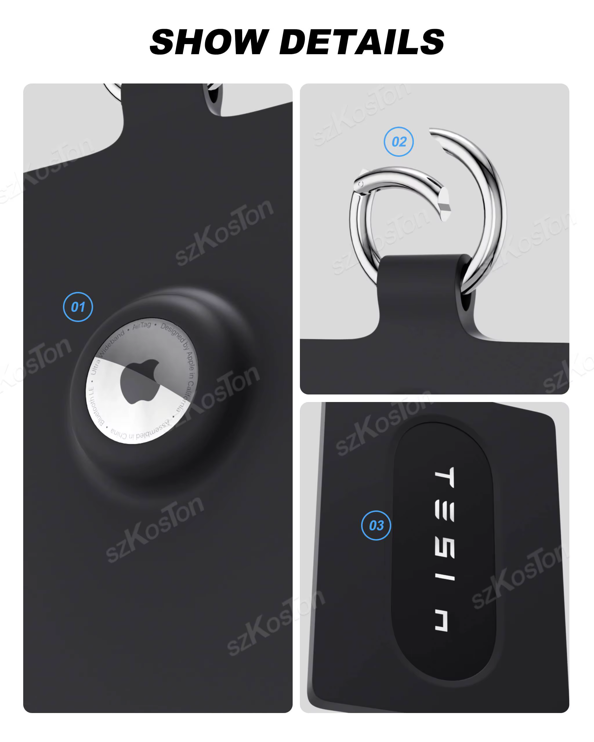 Funda Tesla AirTag con tarjetero – Silicona llave Model 3/Y/S/X - imagen 3