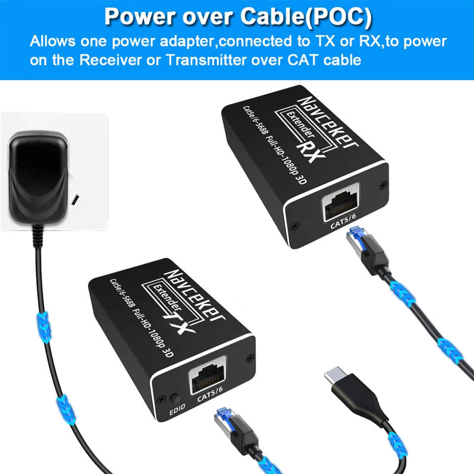 Extensor HDMI con indikator LED y conexiones