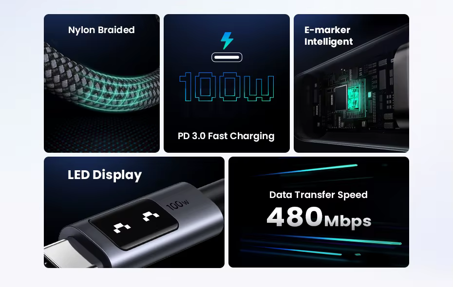 Conectores USB-C del cable UGREEN UNO para dispositivos compatibles