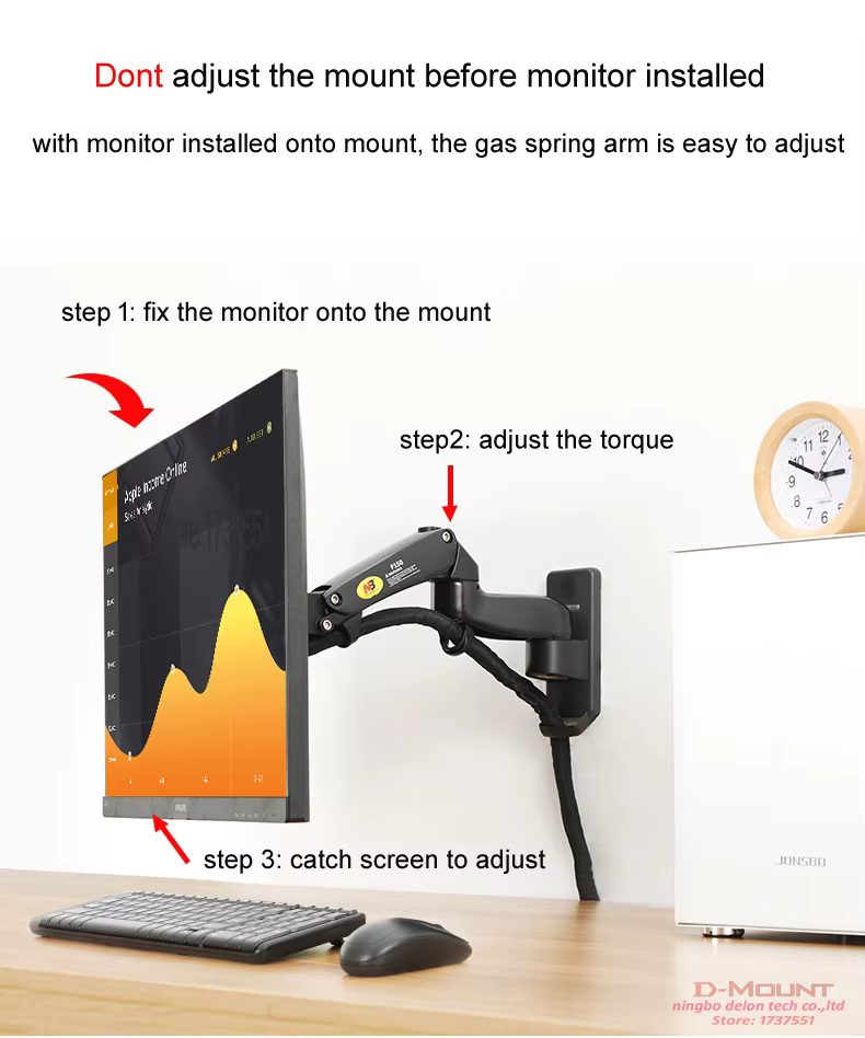 Soporte Pared Monitor TV Brazo Largo Giratorio VESA hasta 12KG - imagen 2