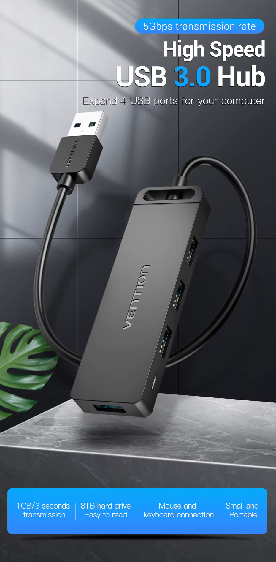 Vention Hub conectado a un MacBook Air