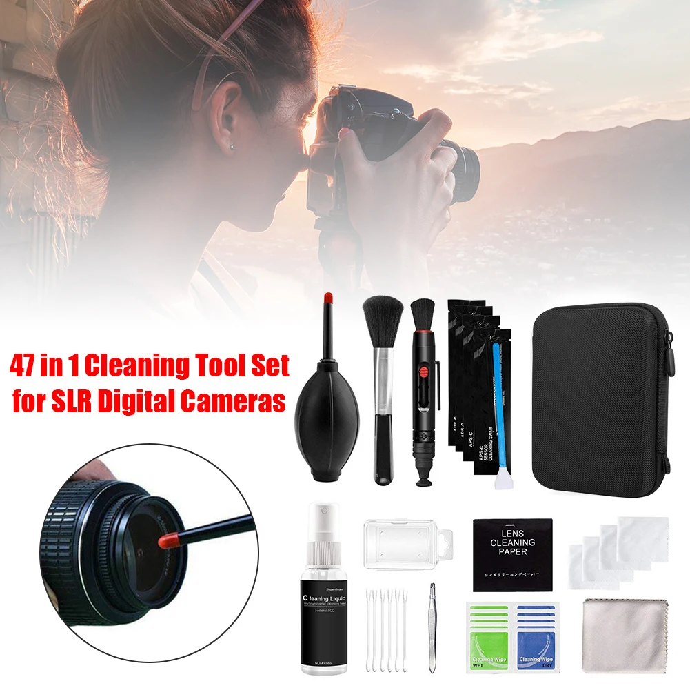 Aplicación del soplador en el interior de una cámara mirrorless