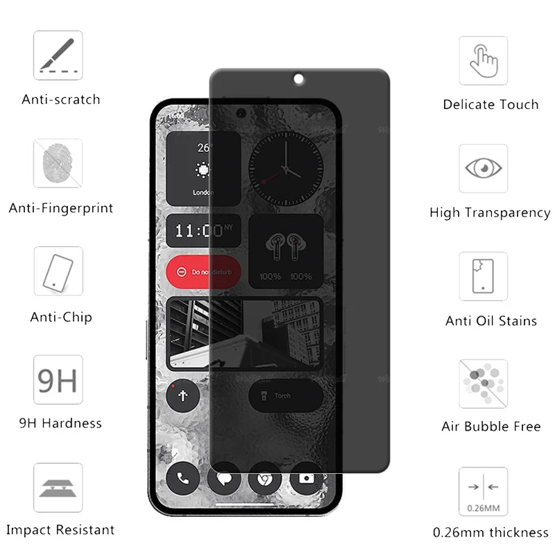 Pack de 4 vidrios templados con protección de privacidad