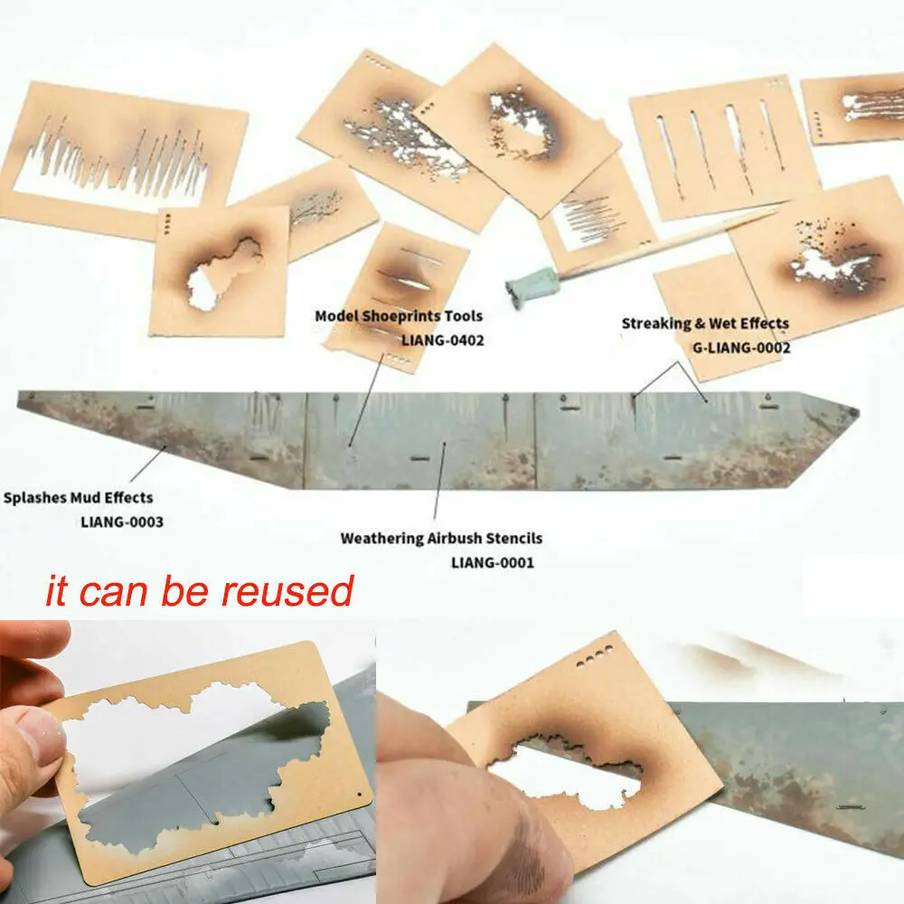 Plantilla Aerógrafo LIANG para Maquetas Aviones – Efectos Weathering - imagen 3