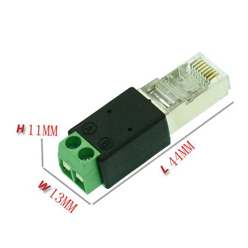 Vista frontal del conector RJ45 Cat6 macho