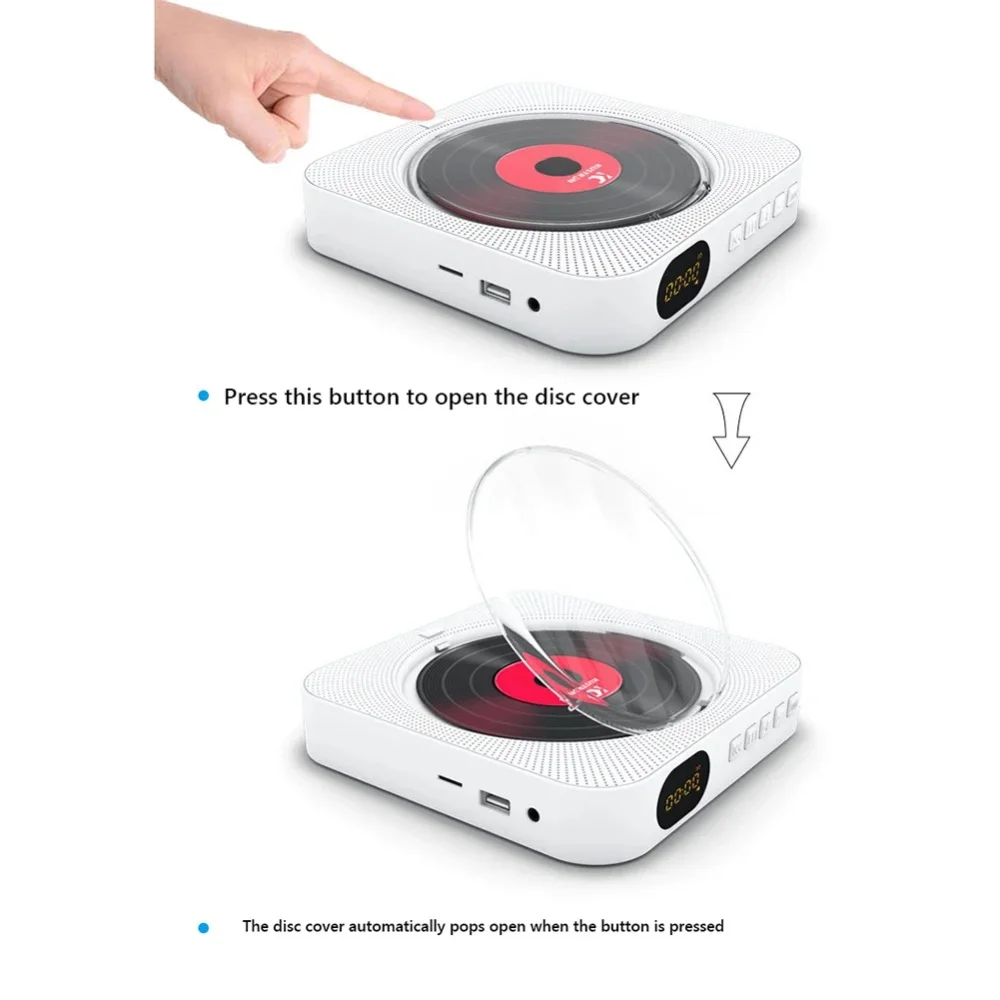 Reproductor de CD portátil Bluetooth con altavoz y pantalla LED - imagen 3
