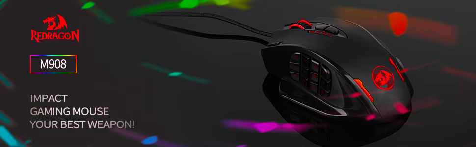 Ratón gaming Redragon M908 con iluminación RGB y cable USB
