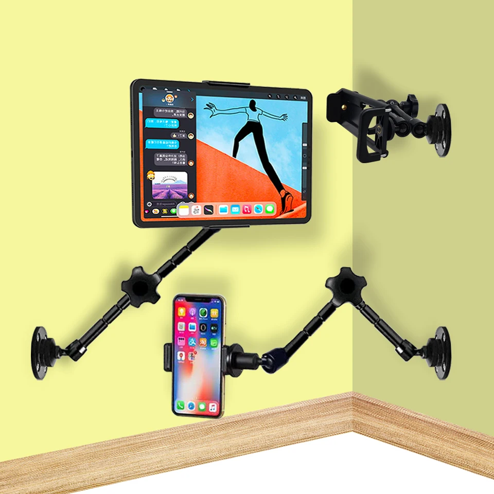 Soporte de pared para tablet con brazo extensible negro