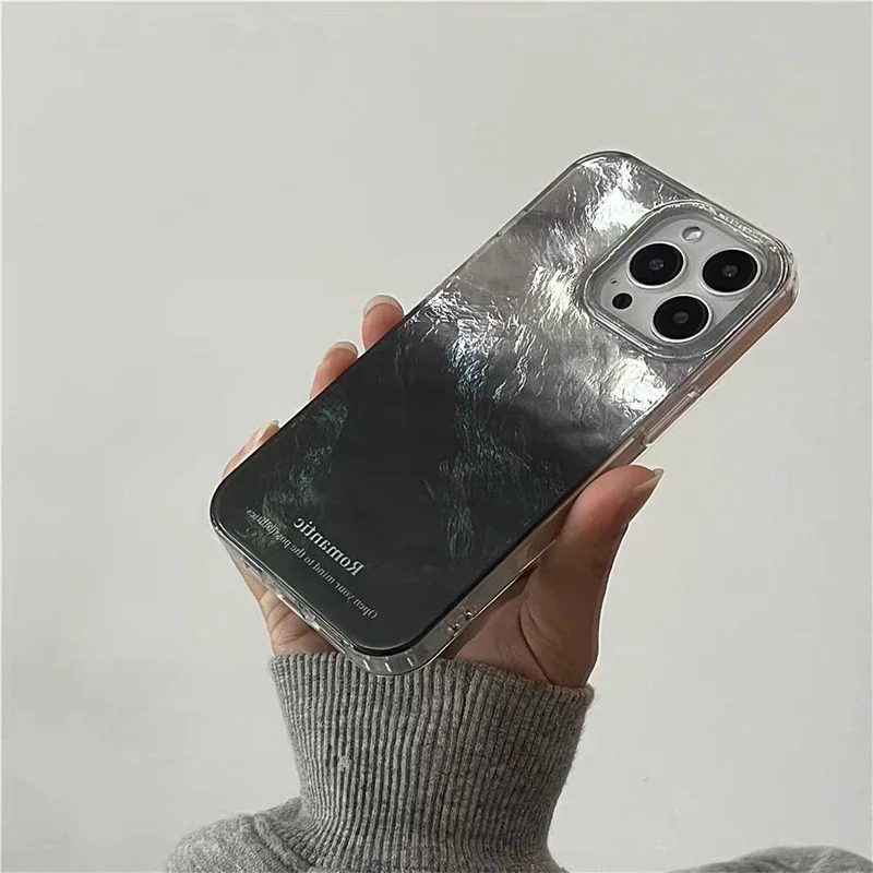 Funda Silicona iPhone 15 16 Pro Max - Degradado Plateado Negro Antigolpes - imagen 5