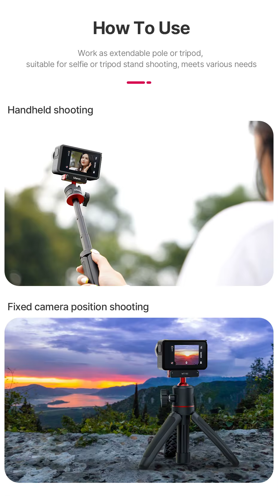 Trípode Ulanzi MT-50 con OSMO Action 4 montado