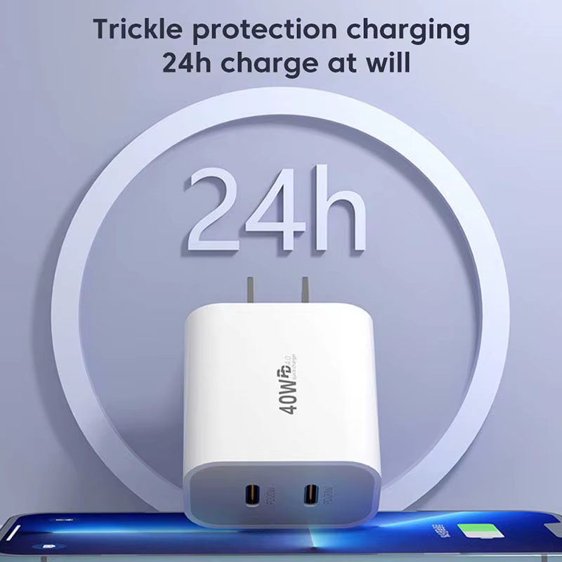 Cargador USB-C 40 W PD doble puerto con cable - imagen 4