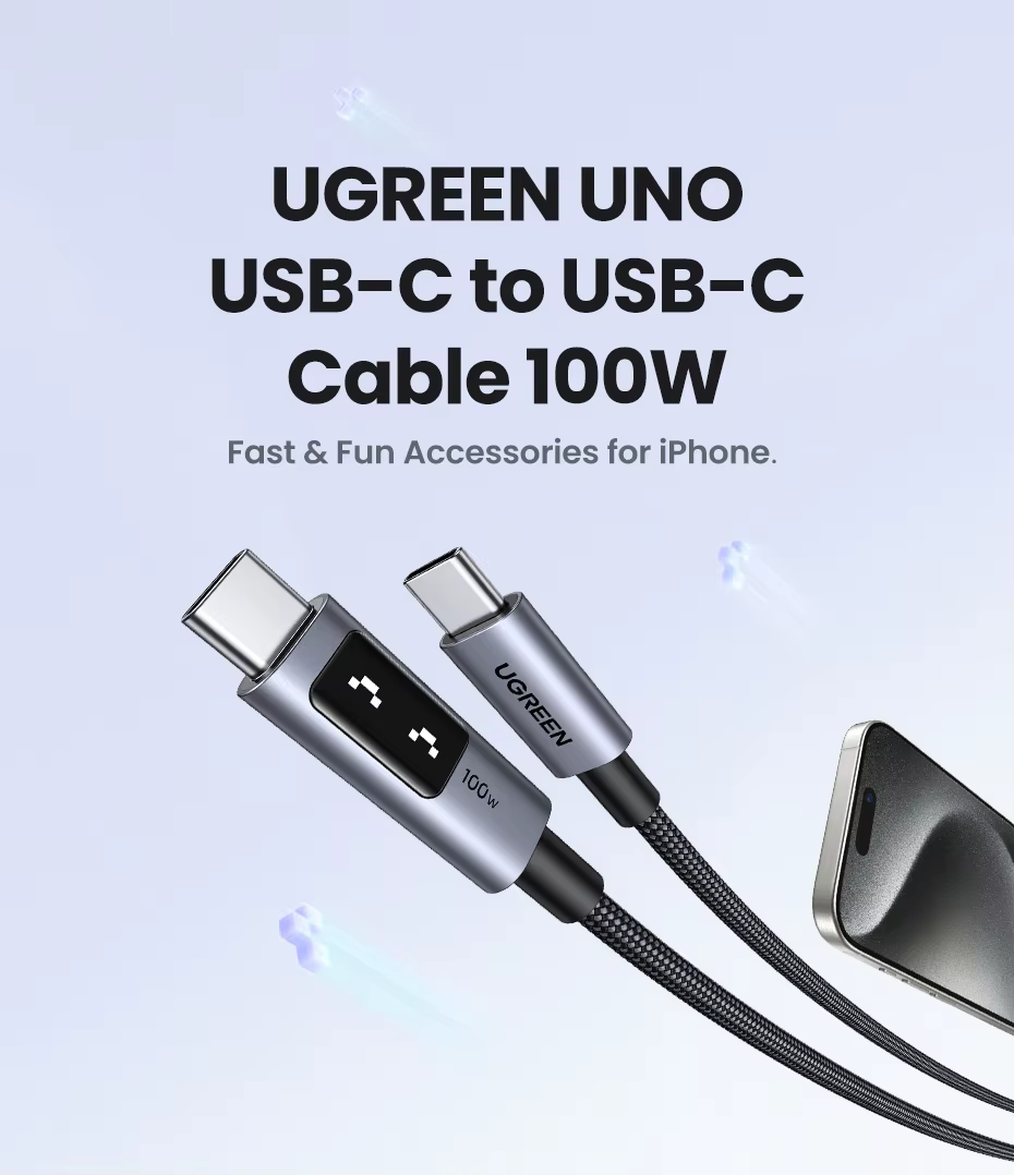 Cable USB C UGREEN UNO PD100W para carga y transferencia de datos