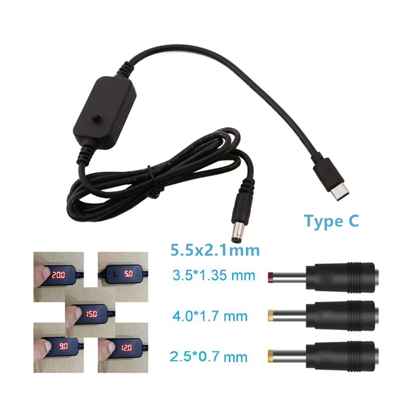 Cable USB C PD AREOFRGB con pantalla LED mostrando voltaje de salida