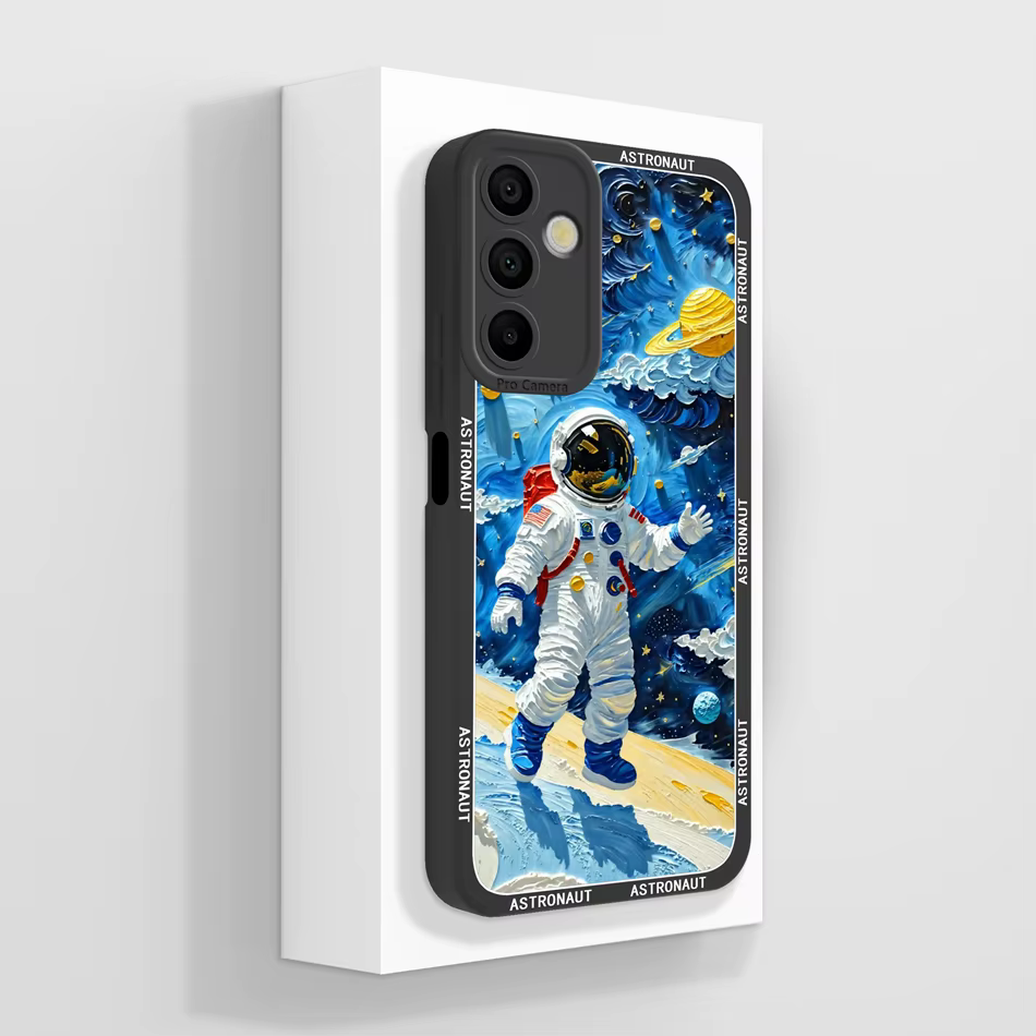 Funda de silicona líquida con diseño de pintura al óleo en tonos vibrantes