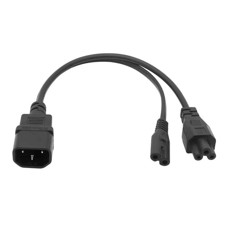 Cable divisor Y con conectores C14 macho y dual C7/C5 hembra