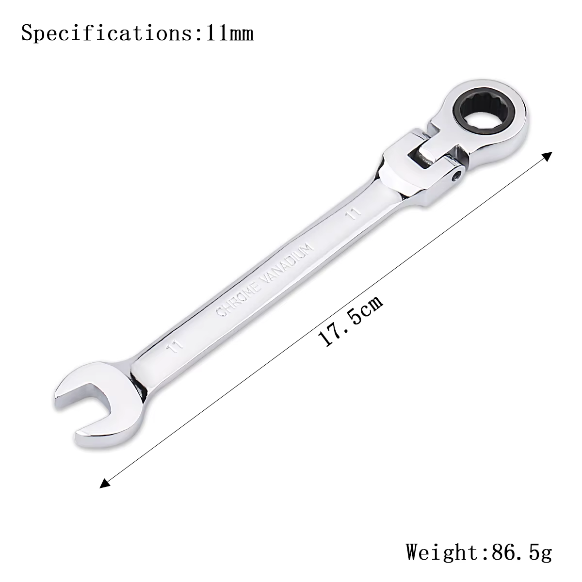 Llave Carraca 11mm con Cabeza Flexible y Acabado Espejo - imagen 2
