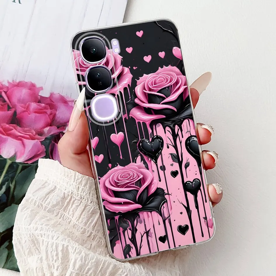 Funda Silicona TPU Vivo V40 Lite – Floral Transparente Antigolpes - imagen 4