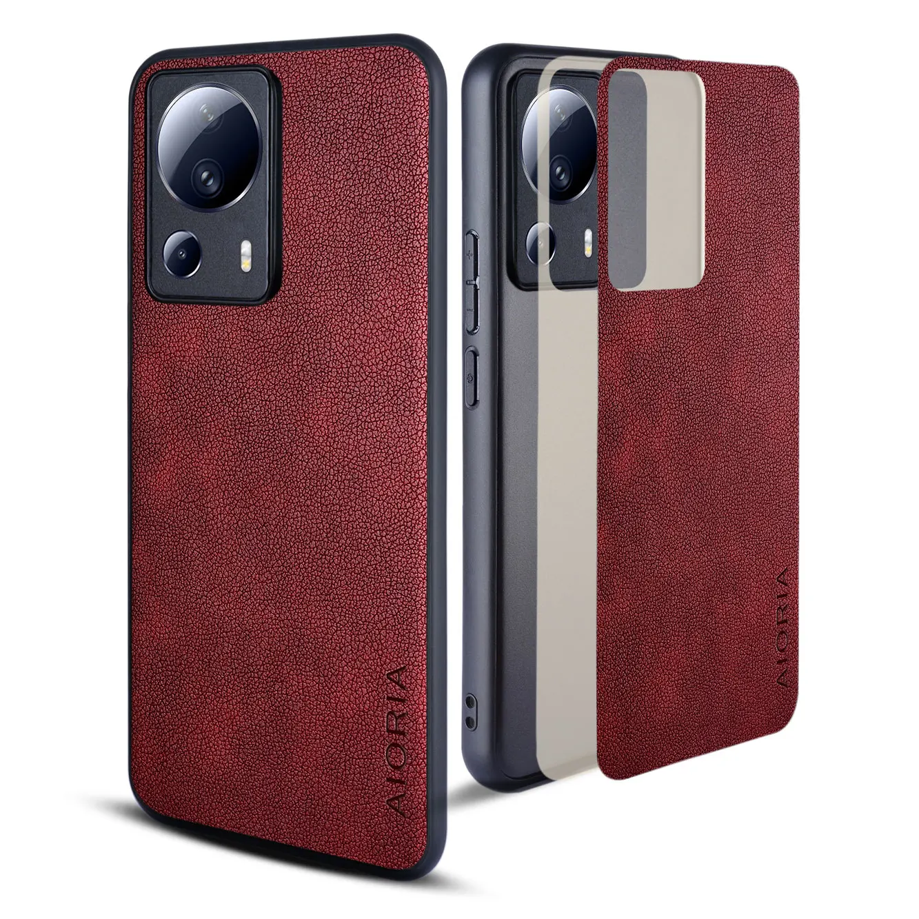 Funda cerrada vista frontal con acabado piel