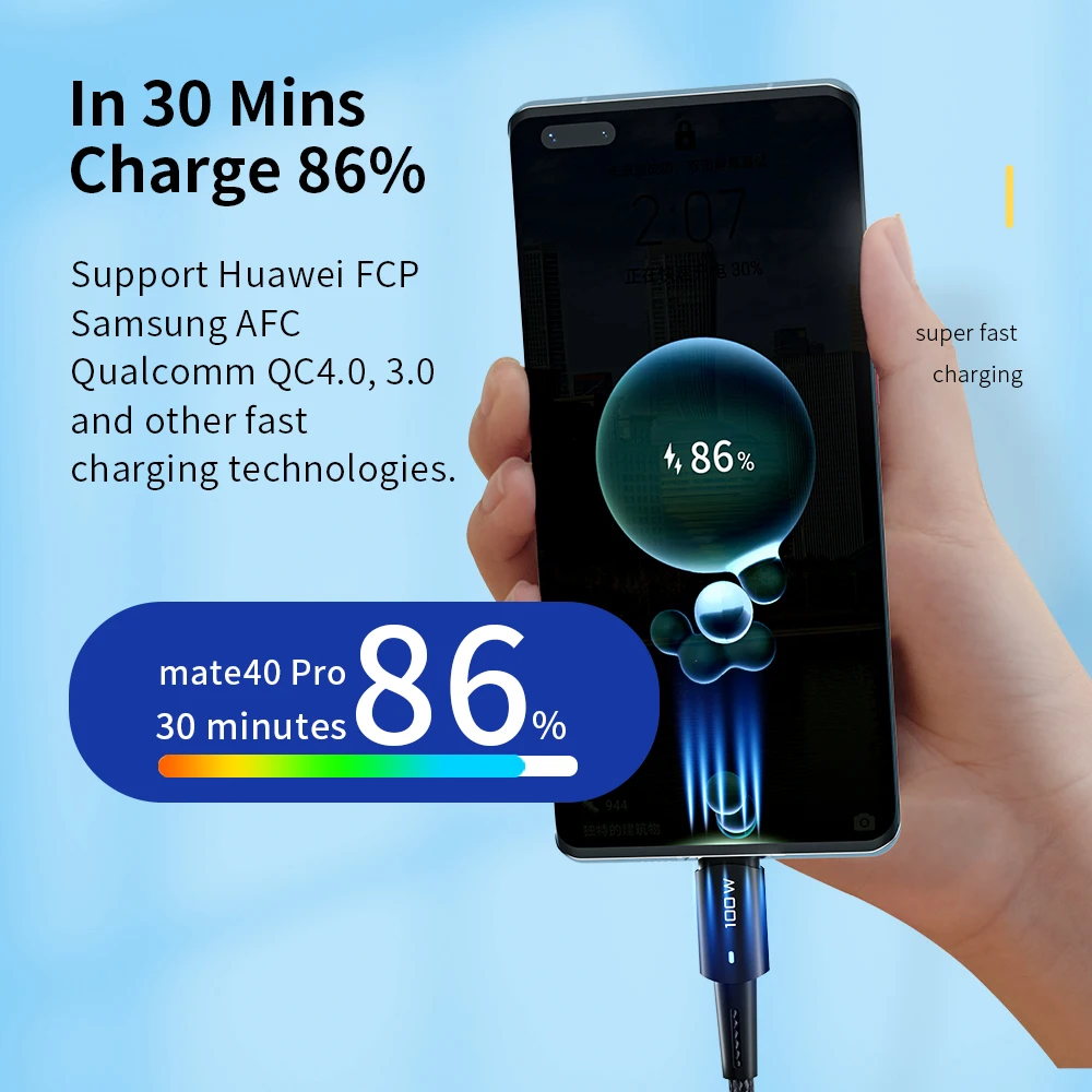 Essager PD100W Cable USB-C Carga Rápida QC 4.0 - imagen 2