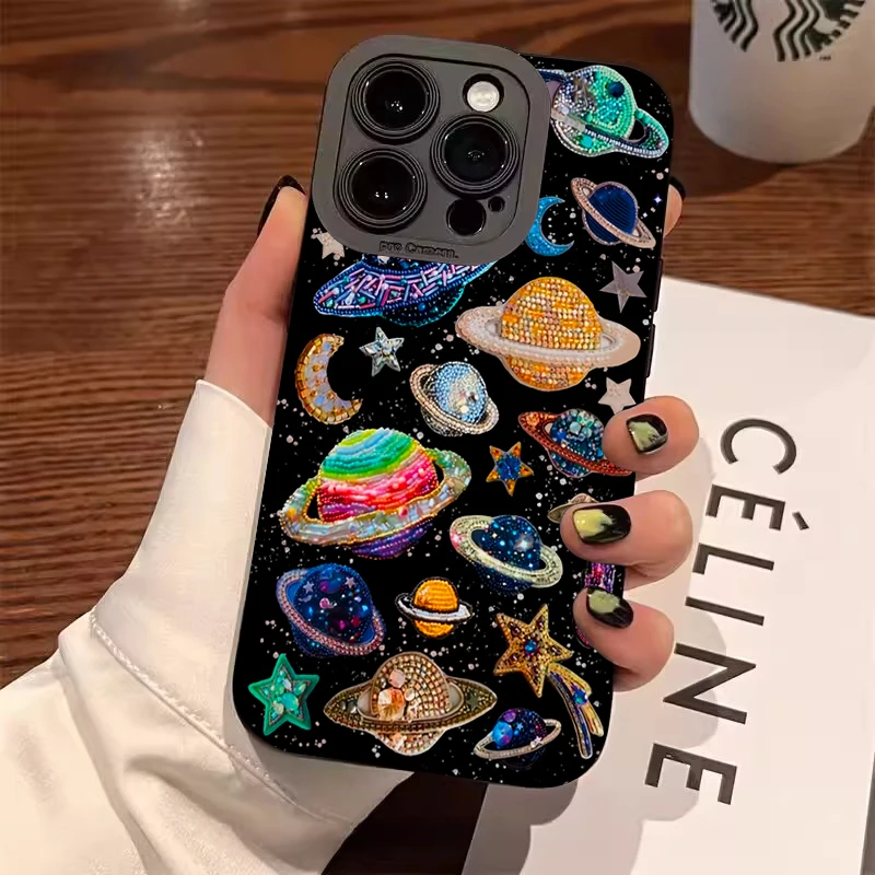 Funda Samsung Galaxy Pintada a Mano Planeta Trenzado Colorido - imagen 2
