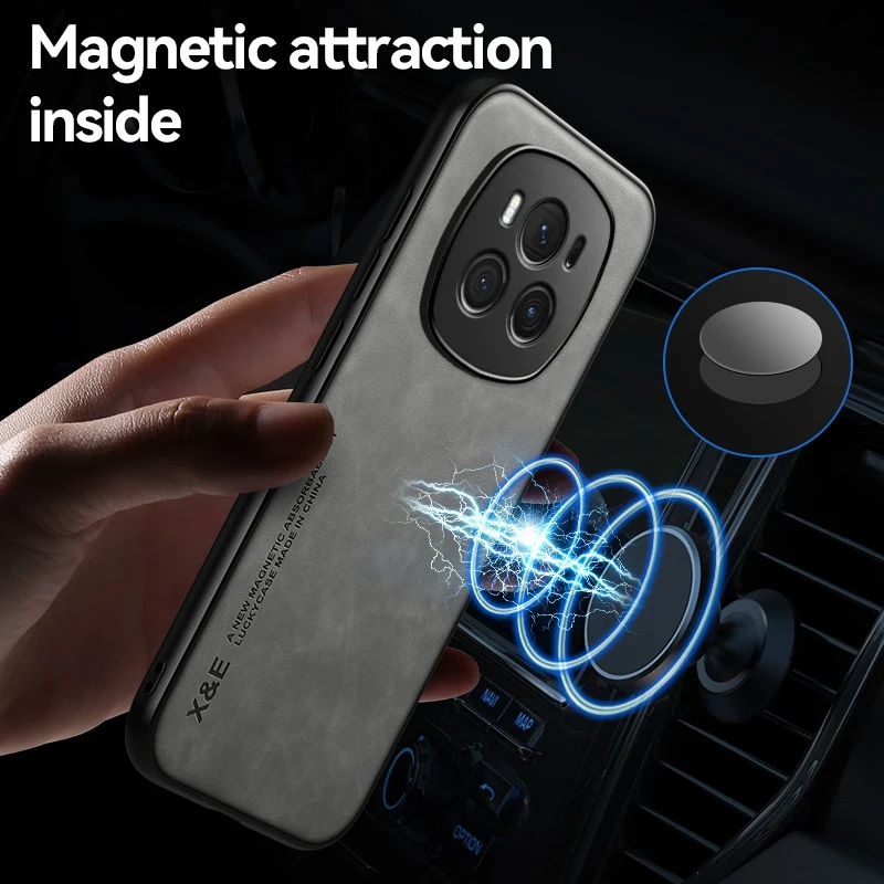 Honor Magic 6 Pro Funda PU Lujo con Soporte Coche Magnético - imagen 2