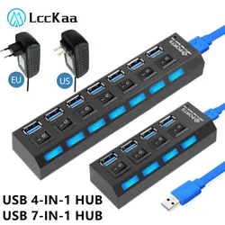 Hub USB 3.0 Expansor con Interruptor LED para PC y Portátil