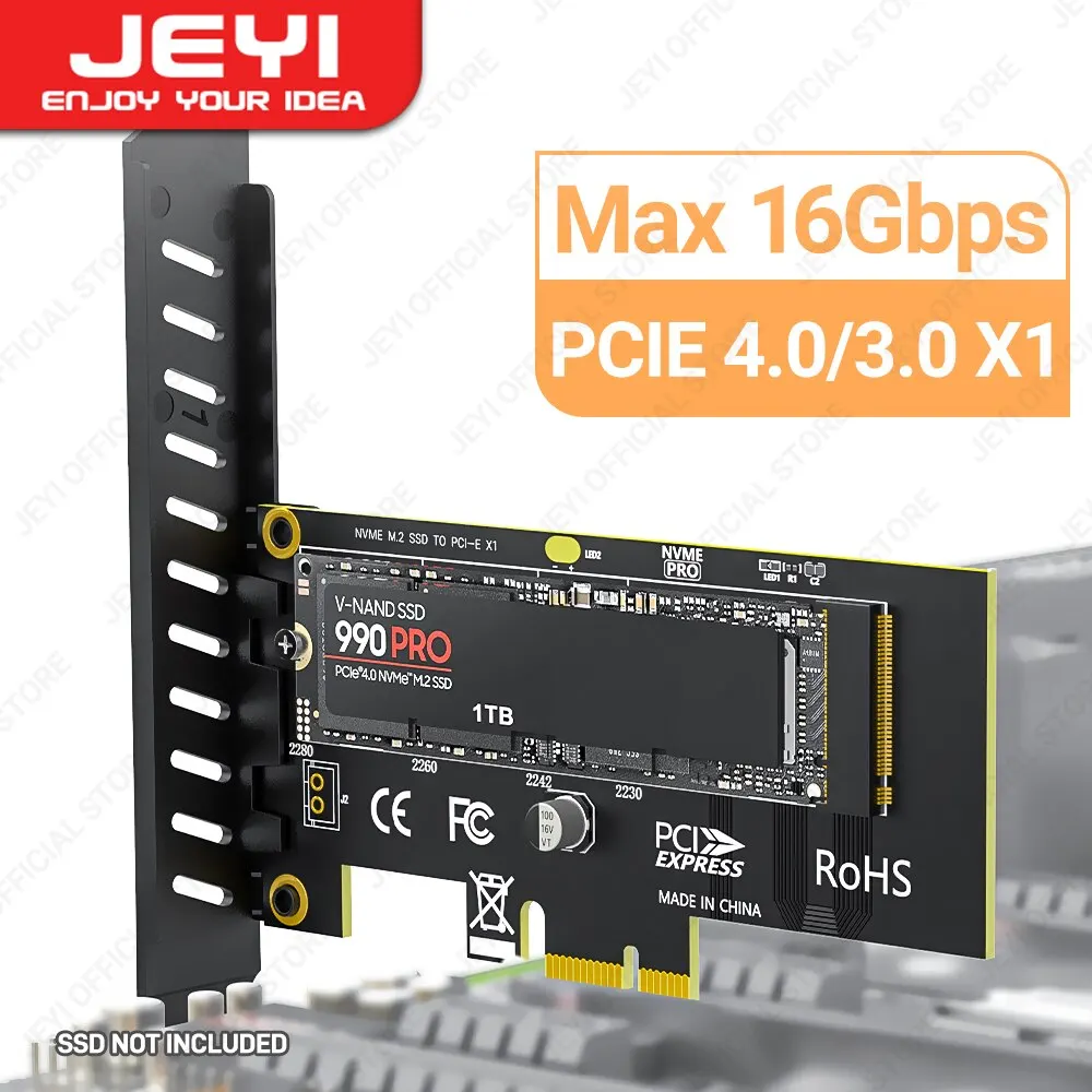 JEYI Adaptador M.2 NVMe SSD PCIe X1 Gen4 16Gbps 2280 para PC - imagen 5