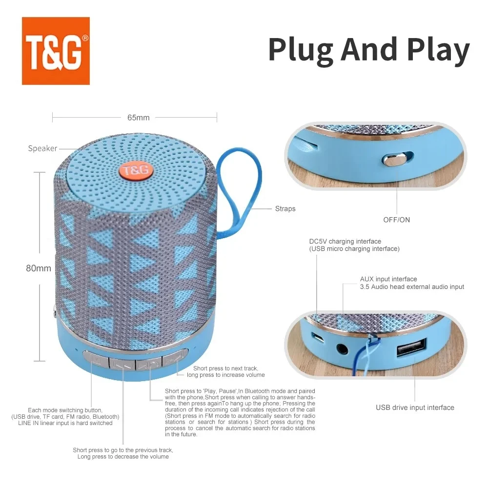 Mini altavoz Bluetooth con subwoofer y radio FM resistente al agua - imagen 4