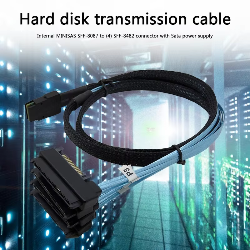 Cable Splitter SAS 4 Puertos SFF-8087 a SFF-8482 con Alimentación SATA - imagen 4