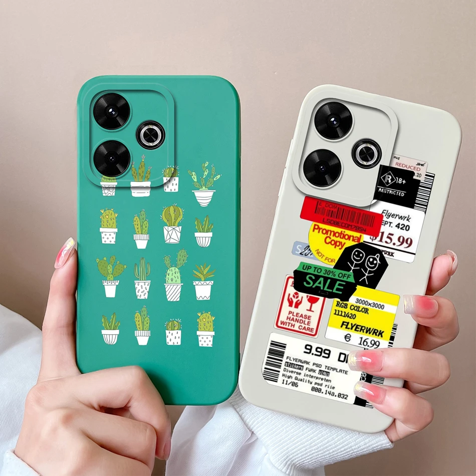Funda POCO M6 Pro 4G/5G de silicona con diseño de gato