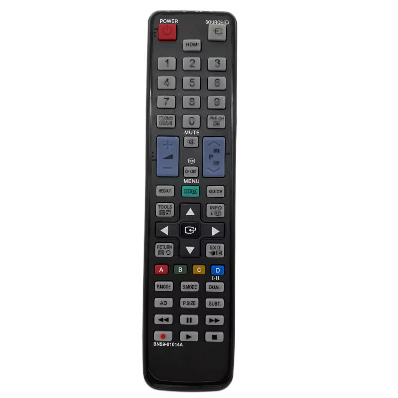 Vista frontal del control remoto Samsung