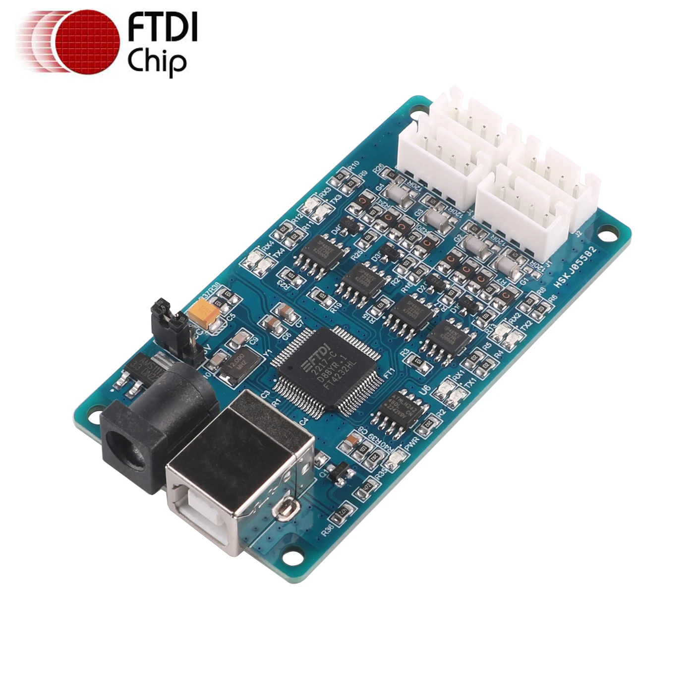 Vista frontal del convertidor FTDI FT4232HL