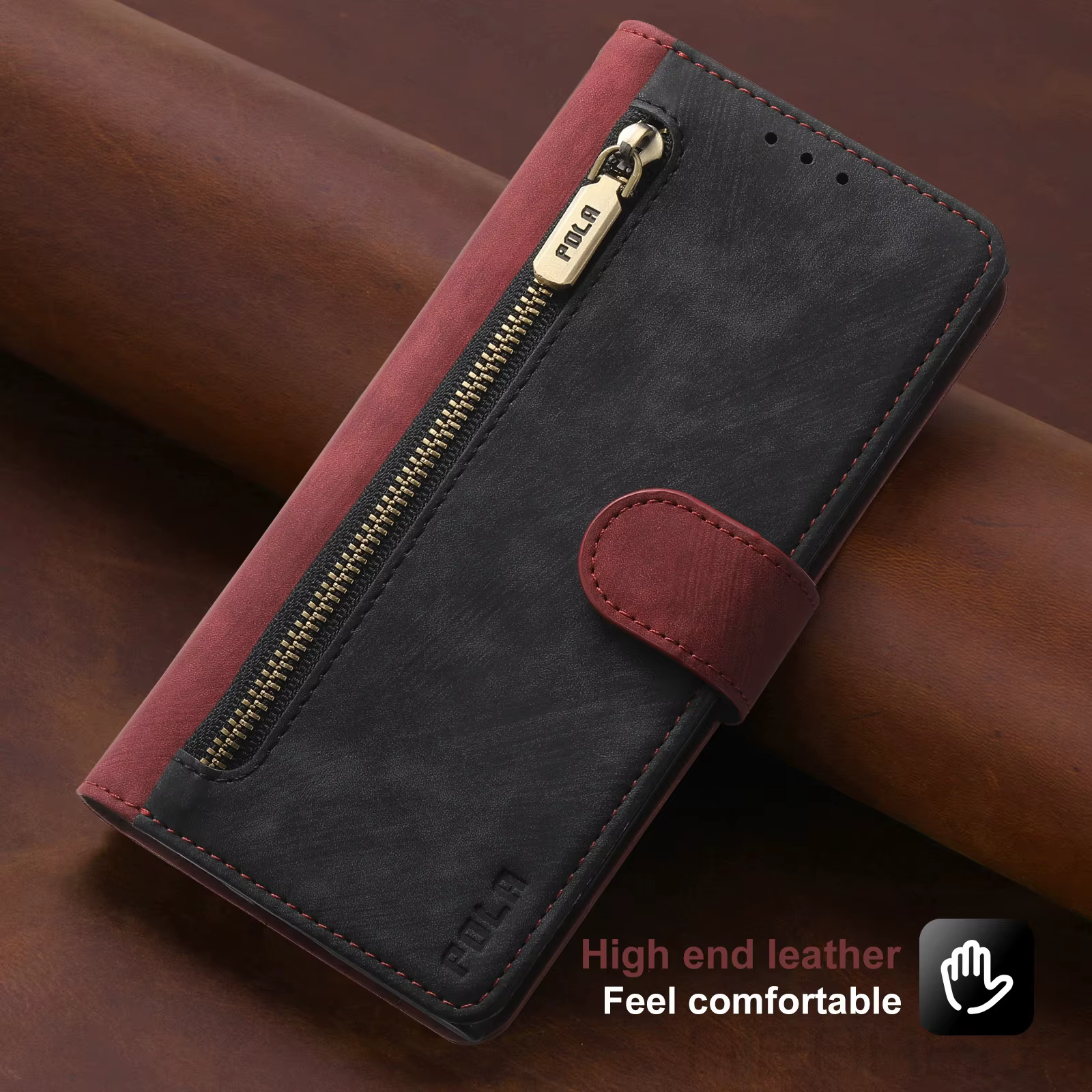 Vista frontal de la funda