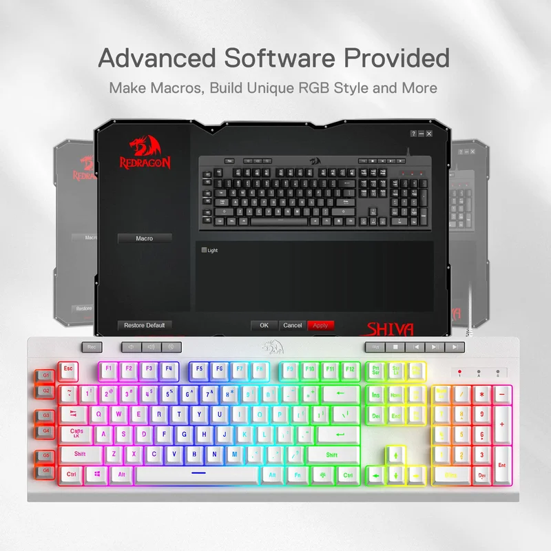 Redragon K512 Shiva, teclado gaming de membrana RGB con reposamuñecas - imagen 2