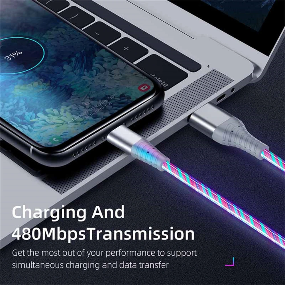 Detalle del conector USB-C y el acabado brillante del cable