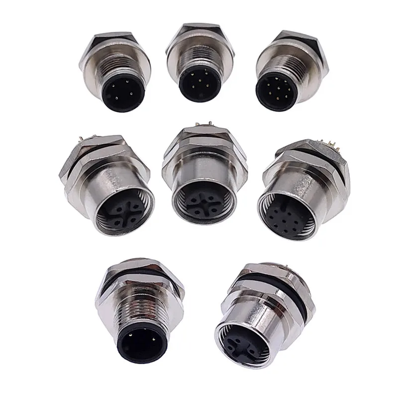 Conector M12 Impermeable Panel – Rosca Macho Hembra Montaje