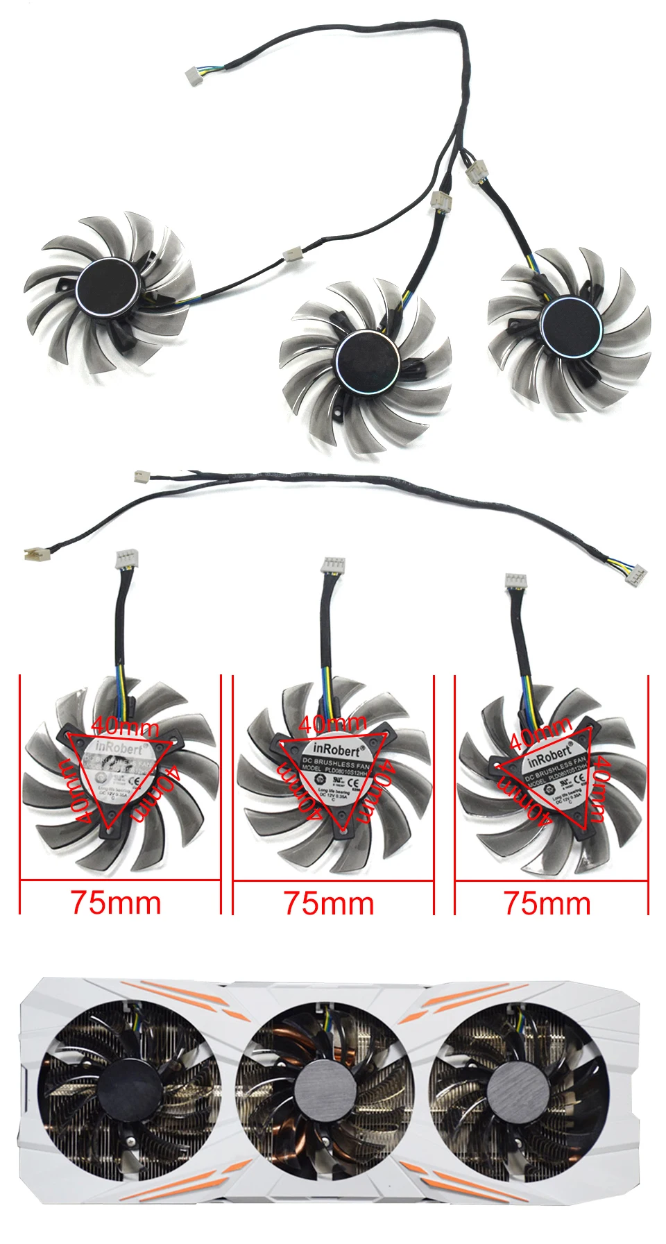 Ventilador de refrigeración 75mm T128010SU