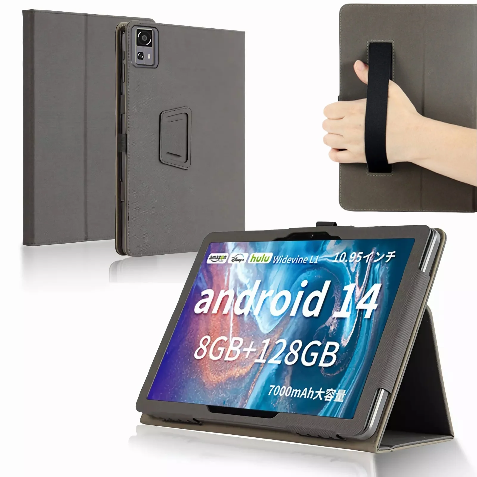 Acer E10 Funda Tapa Cuero PU Correa de Mano Soporte Plegable - imagen 3